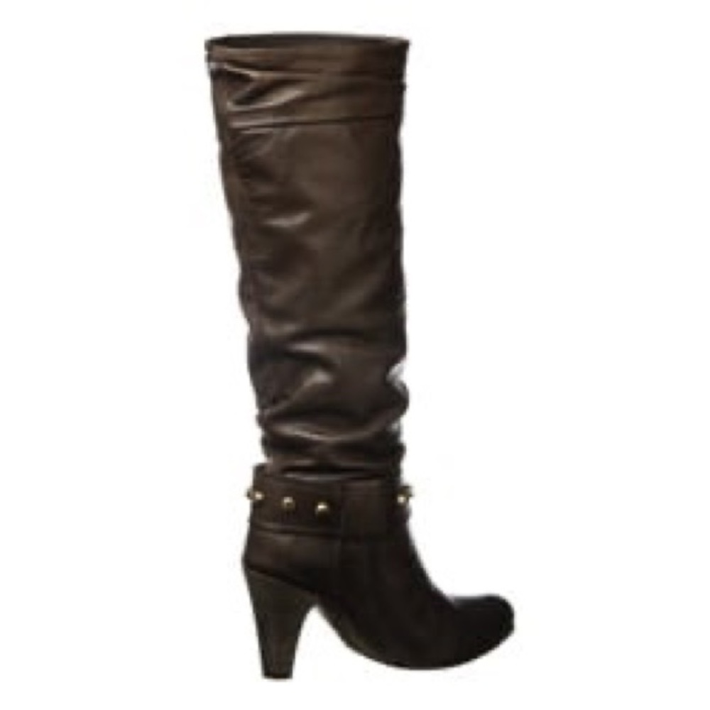 Italian Brown Leather Studded Boots Brown 10